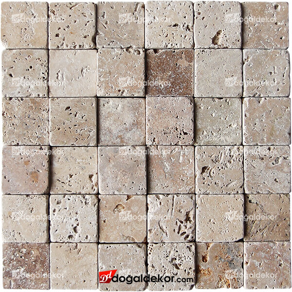 Eskitme Traverten Duvar Kaplama Taşları 5x5cm - DT1503